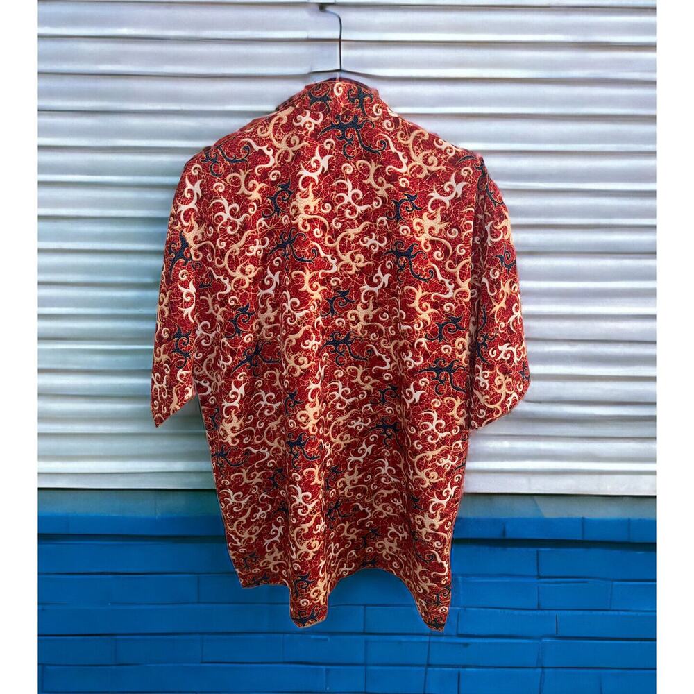 NWT Bali Lestari Mens All Over Print Shirt Short Sleeve SIZE XXL Red Blue - - Picture 2 of 5